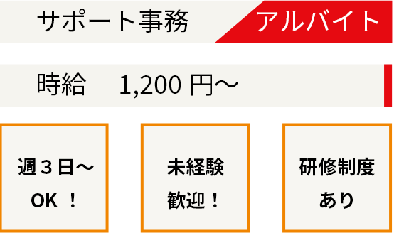 サポート事務アルバイト募集